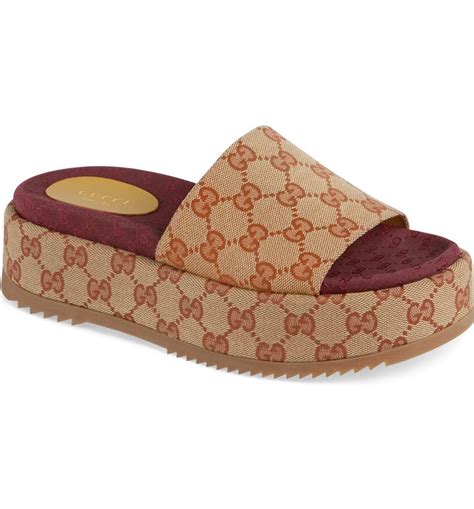 gucci platform slides burgundy|gucci platform slides price.